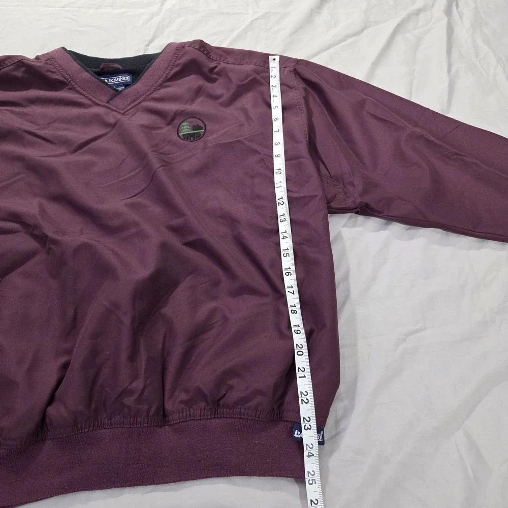 VTG LA Loving Men's Pullover Windbreaker Jacket Purple V-neck Embroidered Sz M
